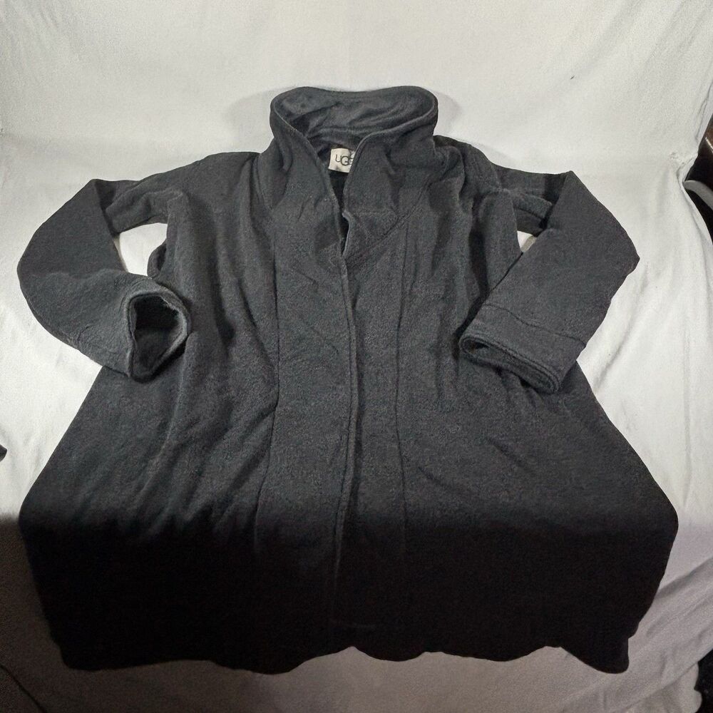 UGG Womens M Gray Fleece Wrap Coat Jacket High Collar 1095612